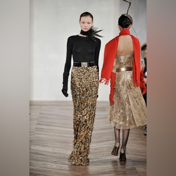 Ralph Lauren Collection Fall 2008 Scarlet Red Cashmere Bullion Crest Scarf - Picture 4 of 16